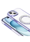 Apple iPhone 15 Kılıf Pırlanta Taş Tasarımlı M-safe Şarj Özellikli Zore Karetta Silikon Kapak