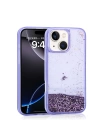 Apple iPhone 15 Kılıf Sıvılı Simli Şeffaf Arka Yüzey Zore Keto Silikon Kapak