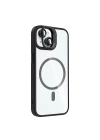 Apple iPhone 15 Kılıf Standlı ve Kamera Lens Hediyeli M-Safe Şarj Özellikli Zore Etro Kapak