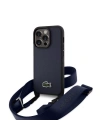 Apple iPhone 15 Pro Kılıf Lacoste Orjinal Lisanslı PU Pike Desenli Arka Yüzey Askılı İkonik Timsah Dokuma Logolu Kapak