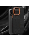 Apple iPhone 15 Pro Kılıf M-safe Şarj Özellikli Karbon Fiber Görünümlü Zore Kamp Kapak