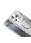 Apple iPhone 15 Pro Kılıf M-safe Şarj Özellikli Parlayan Simli Zore Okso Kapak