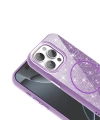 Apple iPhone 15 Pro Kılıf M-safe Şarj Özellikli Parlayan Simli Zore Okso Kapak