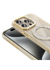 Apple iPhone 15 Pro Kılıf Pırlanta Taş Tasarımlı M-safe Şarj Özellikli Zore Karetta Silikon Kapak