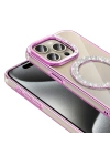Apple iPhone 15 Pro Kılıf Pırlanta Taş Tasarımlı M-safe Şarj Özellikli Zore Karetta Silikon Kapak
