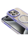 Apple iPhone 15 Pro Kılıf Pırlanta Taş Tasarımlı M-safe Şarj Özellikli Zore Karetta Silikon Kapak