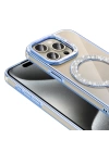 Apple iPhone 15 Pro Kılıf Pırlanta Taş Tasarımlı M-safe Şarj Özellikli Zore Karetta Silikon Kapak