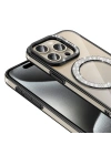 Apple iPhone 15 Pro Kılıf Pırlanta Taş Tasarımlı M-safe Şarj Özellikli Zore Karetta Silikon Kapak