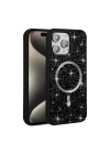 Apple iPhone 15 Pro Kılıf Pırlanta Tasarımlı M-safe Şarj Özellikli Zore Mozaik Silikon Kapak