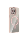 Apple iPhone 15 Pro Kılıf Standlı ve Kamera Lens Hediyeli M-Safe Şarj Özellikli Zore Etro Kapak
