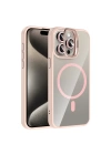 Apple iPhone 15 Pro Kılıf Standlı ve Kamera Lens Hediyeli M-Safe Şarj Özellikli Zore Etro Kapak