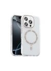 Apple iPhone 15 Pro Kılıf Taşlı Tasarım M-safe Şarj Özellikli Zore Koment Silikon Kapak