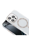 Apple iPhone 15 Pro Kılıf Taşlı Tasarım M-safe Şarj Özellikli Zore Koment Silikon Kapak