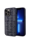 Apple iPhone 15 Pro Max Kılıf Lacoste Orjinal Lisanslı M-safe Şarj Özellikli PU Deri Görünümlü Kartlıklı Karışık Monogram Desenli Kapak