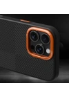 Apple iPhone 15 Pro Max Kılıf M-safe Şarj Özellikli Karbon Fiber Görünümlü Zore Kamp Kapak