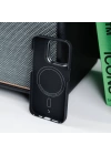 Apple iPhone 15 Pro Max Kılıf M-safe Şarj Özellikli 600D Kevlar Zore Krek Karbon Standlı Kapak