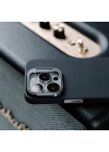 Apple iPhone 15 Pro Max Kılıf M-safe Şarj Özellikli 600D Kevlar Zore Krek Karbon Standlı Kapak