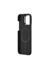 Apple iPhone 15 Pro Max Kılıf M-safe Şarj Özellikli 600D Kevlar Zore Krek Karbon Standlı Kapak