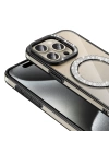 Apple iPhone 15 Pro Max Kılıf Pırlanta Taş Tasarımlı M-safe Şarj Özellikli Zore Karetta Silikon Kapak