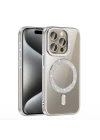 Apple iPhone 15 Pro Max Kılıf Pırlanta Taş Tasarımlı M-safe Şarj Özellikli Zore Karetta Silikon Kapak