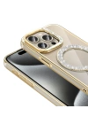 Apple iPhone 15 Pro Max Kılıf Pırlanta Taş Tasarımlı M-safe Şarj Özellikli Zore Karetta Silikon Kapak