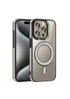 Apple iPhone 15 Pro Max Kılıf Pırlanta Taş Tasarımlı M-safe Şarj Özellikli Zore Karetta Silikon Kapak