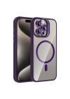 Apple iPhone 15 Pro Max Kılıf Standlı ve Kamera Lens Hediyeli M-Safe Şarj Özellikli Zore Etro Kapak