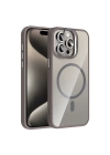 Apple iPhone 15 Pro Max Kılıf Standlı ve Kamera Lens Hediyeli M-Safe Şarj Özellikli Zore Etro Kapak