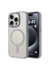 Apple iPhone 15 Pro Max Kılıf Wireless Şarj Özellikli Zore Krom Magsafe Silikon Kapak
