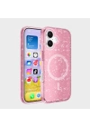 Apple iPhone 16 Kılıf M-safe Şarj Özellikli Parlayan Simli Saydam Renkli Zore Allstar Kapak