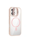 Apple iPhone 16 Kılıf Standlı ve Kamera Lens Hediyeli M-Safe Şarj Özellikli Zore Etro Kapak