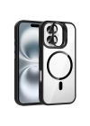 Apple iPhone 16 Kılıf Standlı ve Kamera Lens Hediyeli M-Safe Şarj Özellikli Zore Etro Kapak