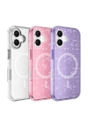 Apple iPhone 16 Plus Kılıf M-safe Şarj Özellikli Parlayan Simli Saydam Renkli Zore Allstar Kapak