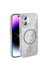 Apple iPhone 16 Plus Kılıf M-safe Şarj Özellikli Parlayan Simli Zore Okso Kapak