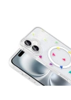 Apple iPhone 16 Plus Kılıf M-Safe Şarj Özellikli Şeffaf Zore Folk Sert Kapak