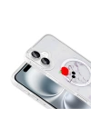 Apple iPhone 16 Plus Kılıf M-Safe Şarj Özellikli Şeffaf Zore Folk Sert Kapak