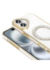 Apple iPhone 16 Plus Kılıf Pırlanta Taş Tasarımlı M-safe Şarj Özellikli Zore Karetta Silikon Kapak