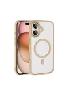 Apple iPhone 16 Plus Kılıf Wireless Şarj Özellikli Zore Krom M-safe Silikon Kapak