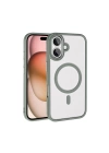 Apple iPhone 16 Plus Kılıf Wireless Şarj Özellikli Zore Krom M-safe Silikon Kapak