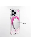 Apple iPhone 16 Pro Max Kılıf Magsafe Şarj Özellikli Parlak Kumlu Sıvılı Youngkit Pink Dream Quicksand Serisi Kapak