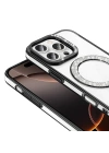 Apple iPhone 16 Pro Max Kılıf Pırlanta Taş Tasarımlı M-safe Şarj Özellikli Zore Karetta Silikon Kapak