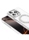 Apple iPhone 16 Pro Max Kılıf Pırlanta Taş Tasarımlı M-safe Şarj Özellikli Zore Karetta Silikon Kapak