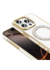 Apple iPhone 16 Pro Max Kılıf Pırlanta Taş Tasarımlı M-safe Şarj Özellikli Zore Karetta Silikon Kapak