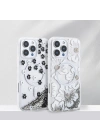 Apple iPhone 16 Pro Max Kılıf Sıvılı Simli Baskılı Şeffaf Arka Yüzey Zore Mossa Silikon Kapak