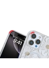 Apple iPhone 16 Pro Max Kılıf Sıvılı Simli Baskılı Şeffaf Arka Yüzey Zore Mossa Silikon Kapak