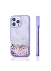 Apple iPhone 16 Pro Max Kılıf Sıvılı Simli Kelebek Baskılı Şeffaf Arka Yüzey Zore Glis Silikon Kapak