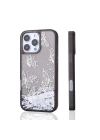 Apple iPhone 16 Pro Max Kılıf Sıvılı Simli Kelebek Baskılı Şeffaf Arka Yüzey Zore Glis Silikon Kapak