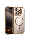 Apple iPhone 16 Pro Max Kılıf Standlı ve Kamera Lens Hediyeli M-Safe Şarj Özellikli Zore Etro Kapak