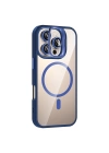 Apple iPhone 16 Pro Max Kılıf Standlı ve Kamera Lens Hediyeli M-Safe Şarj Özellikli Zore Etro Kapak