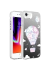 Apple iPhone SE 2022 Kılıf Desenli Zore Silver Sert Kapak